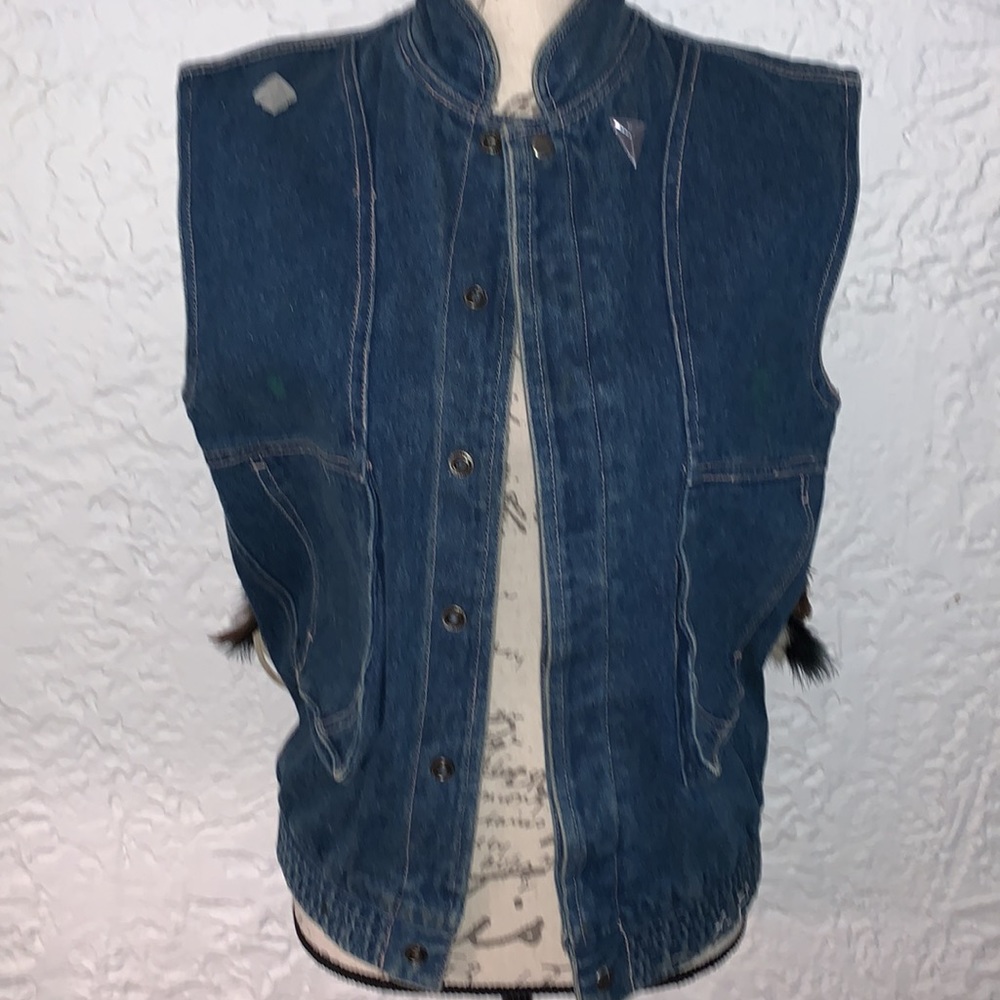 🌈Vintage 80’s Hand Painted Decorated Denim Vest - Picture 7 of 15